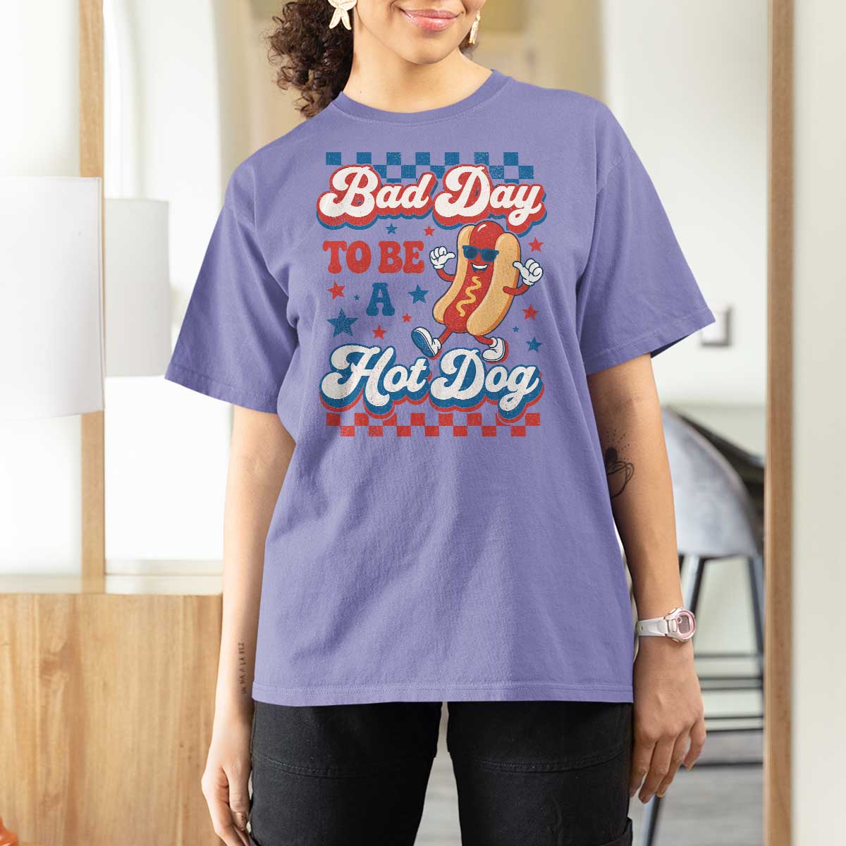Bad Day To Be A Hot Dog T Shirt For Women Hotdog Lover Wiener 4th Of July
