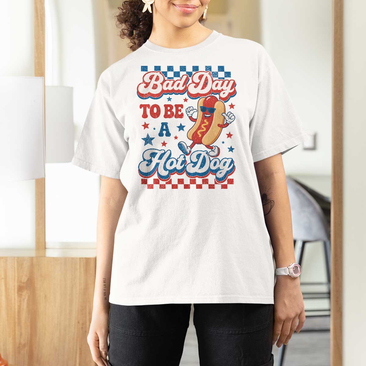 Bad Day To Be A Hot Dog T Shirt For Women Hotdog Lover Wiener 4th Of July