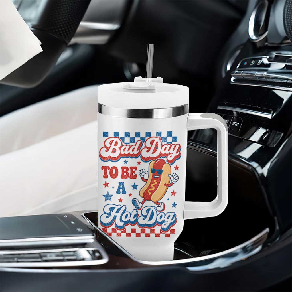 Bad Day To Be A Hot Dog Tumbler With Handle Hotdog Lover Wiener 4th Of July
