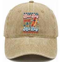 Bad Day To Be A Hot Dog Washed Cotton Baseball Cap Hotdog Lover Wiener 4th Of July