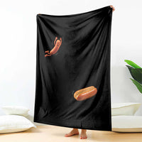 Funny Hot Dog Throw Blanket Hotdog Jumping Into Bun Sausage BBQ Grilling High Dive