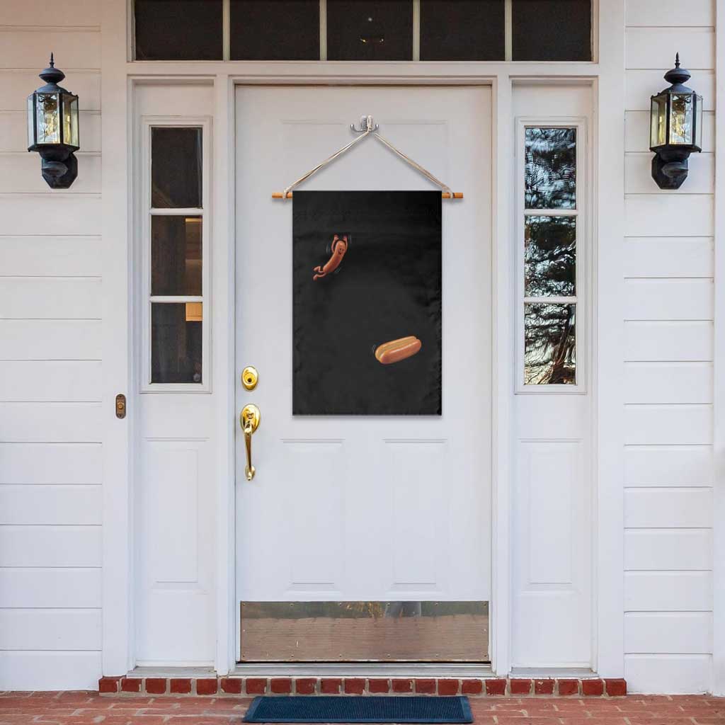 Funny Hot Dog Garden Flag Hotdog Jumping Into Bun Sausage BBQ Grilling High Dive