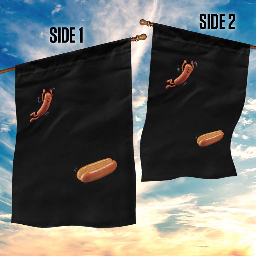 Funny Hot Dog Garden Flag Hotdog Jumping Into Bun Sausage BBQ Grilling High Dive