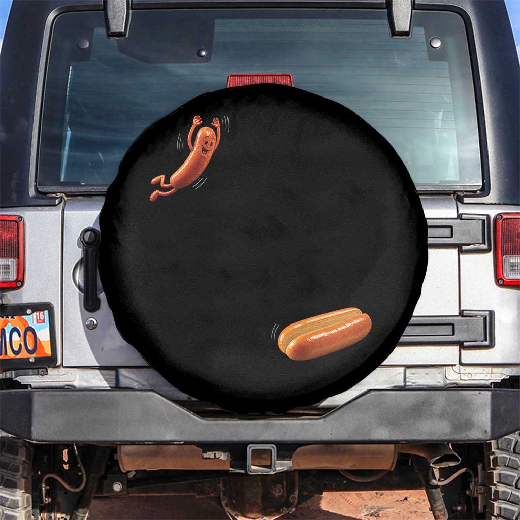 Funny Hot Dog Spare Tire Cover Hotdog Jumping Into Bun Sausage BBQ Grilling High Dive