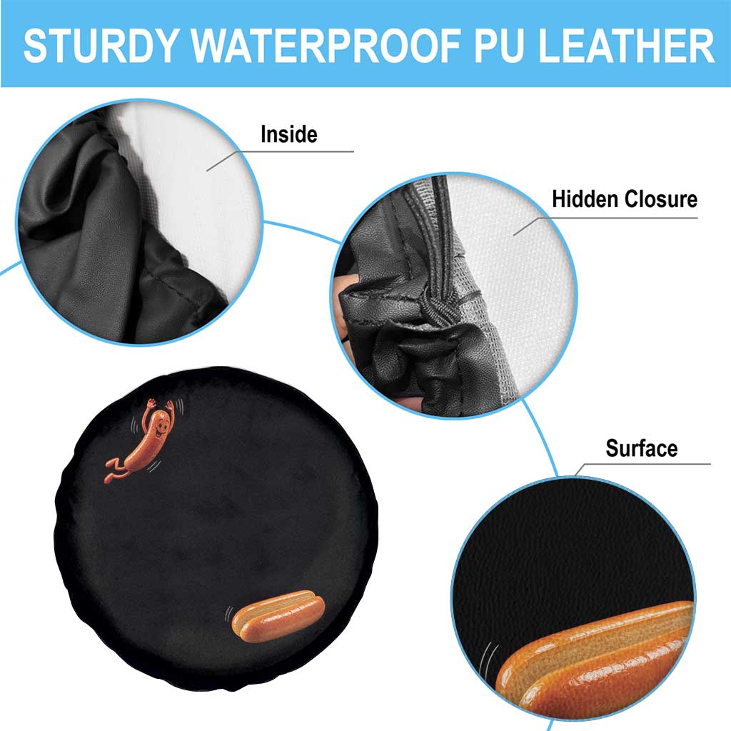 Funny Hot Dog Spare Tire Cover Hotdog Jumping Into Bun Sausage BBQ Grilling High Dive