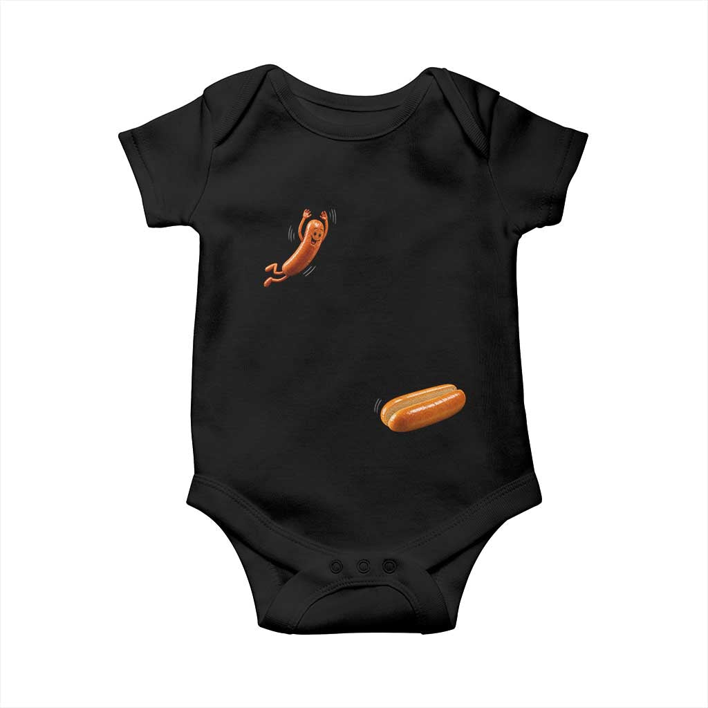 Funny Hot Dog Baby Onesie Hotdog Jumping Into Bun Sausage BBQ Grilling High Dive