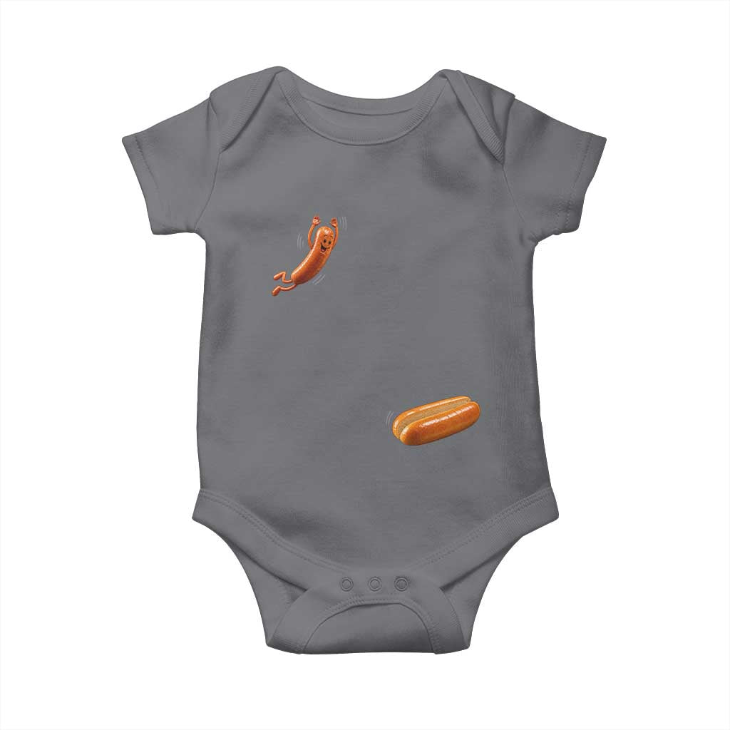 Funny Hot Dog Baby Onesie Hotdog Jumping Into Bun Sausage BBQ Grilling High Dive
