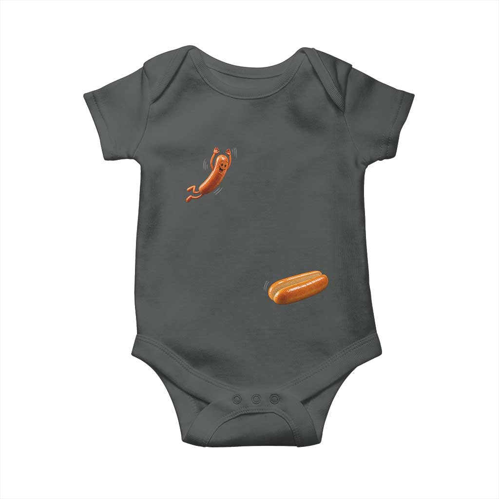 Funny Hot Dog Baby Onesie Hotdog Jumping Into Bun Sausage BBQ Grilling High Dive
