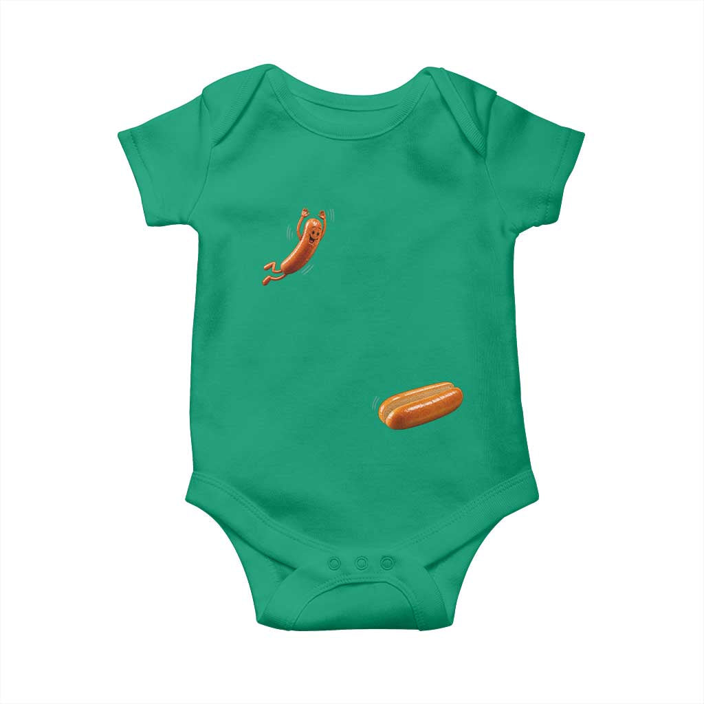 Funny Hot Dog Baby Onesie Hotdog Jumping Into Bun Sausage BBQ Grilling High Dive