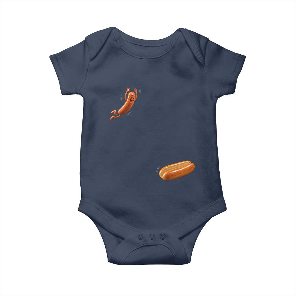 Funny Hot Dog Baby Onesie Hotdog Jumping Into Bun Sausage BBQ Grilling High Dive