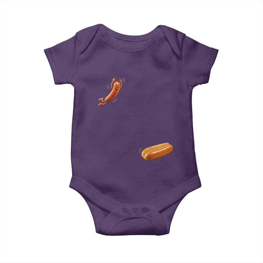 Funny Hot Dog Baby Onesie Hotdog Jumping Into Bun Sausage BBQ Grilling High Dive