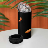 Funny Hot Dog 4 in 1 Can Cooler Tumbler Hotdog Jumping Into Bun Sausage BBQ Grilling High Dive