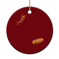 Funny Hot Dog Ceramic Ornament Hotdog Jumping Into Bun Sausage BBQ Grilling High Dive