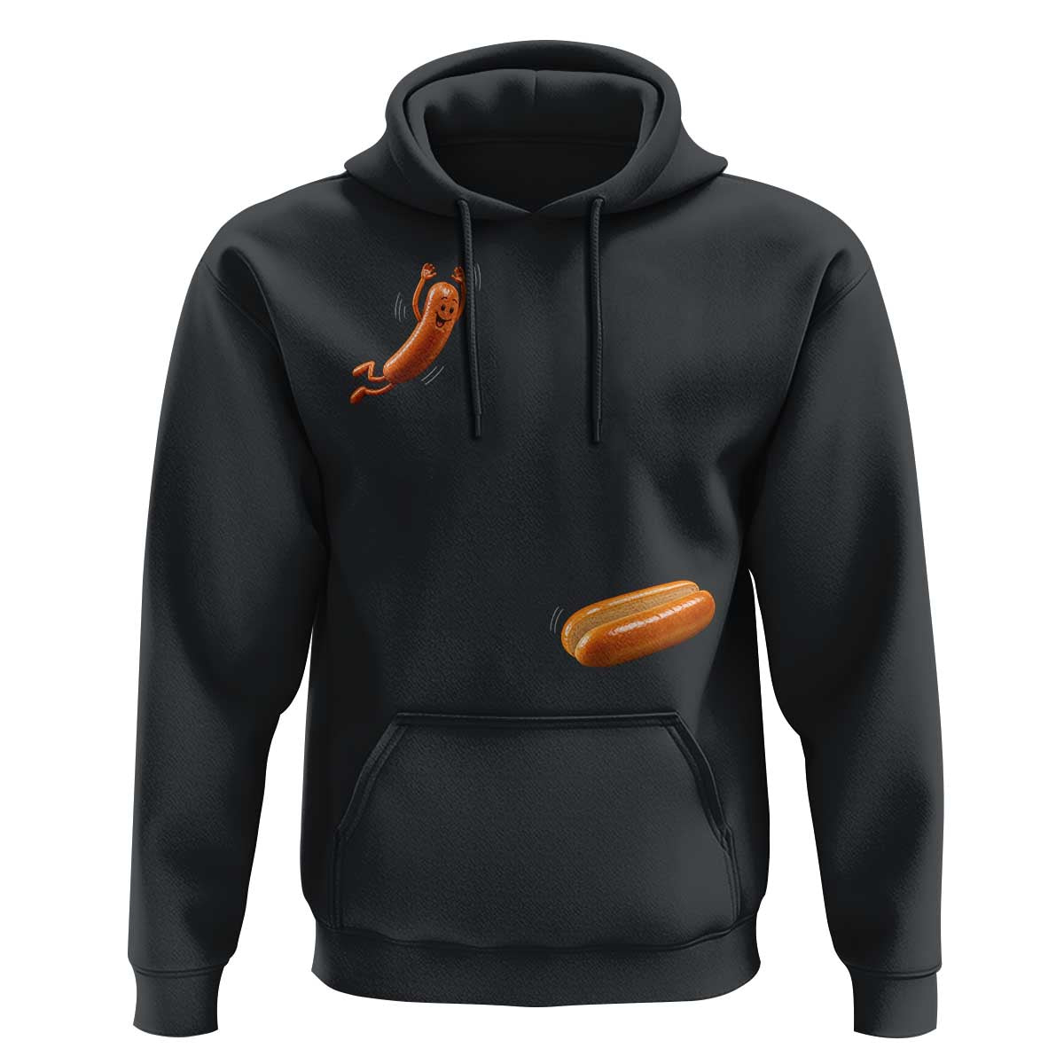 Funny Hot Dog Hoodie Hotdog Jumping Into Bun Sausage BBQ Grilling High Dive
