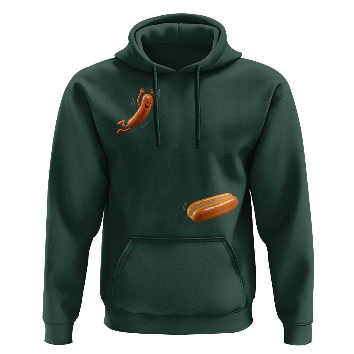 Funny Hot Dog Hoodie Hotdog Jumping Into Bun Sausage BBQ Grilling High Dive