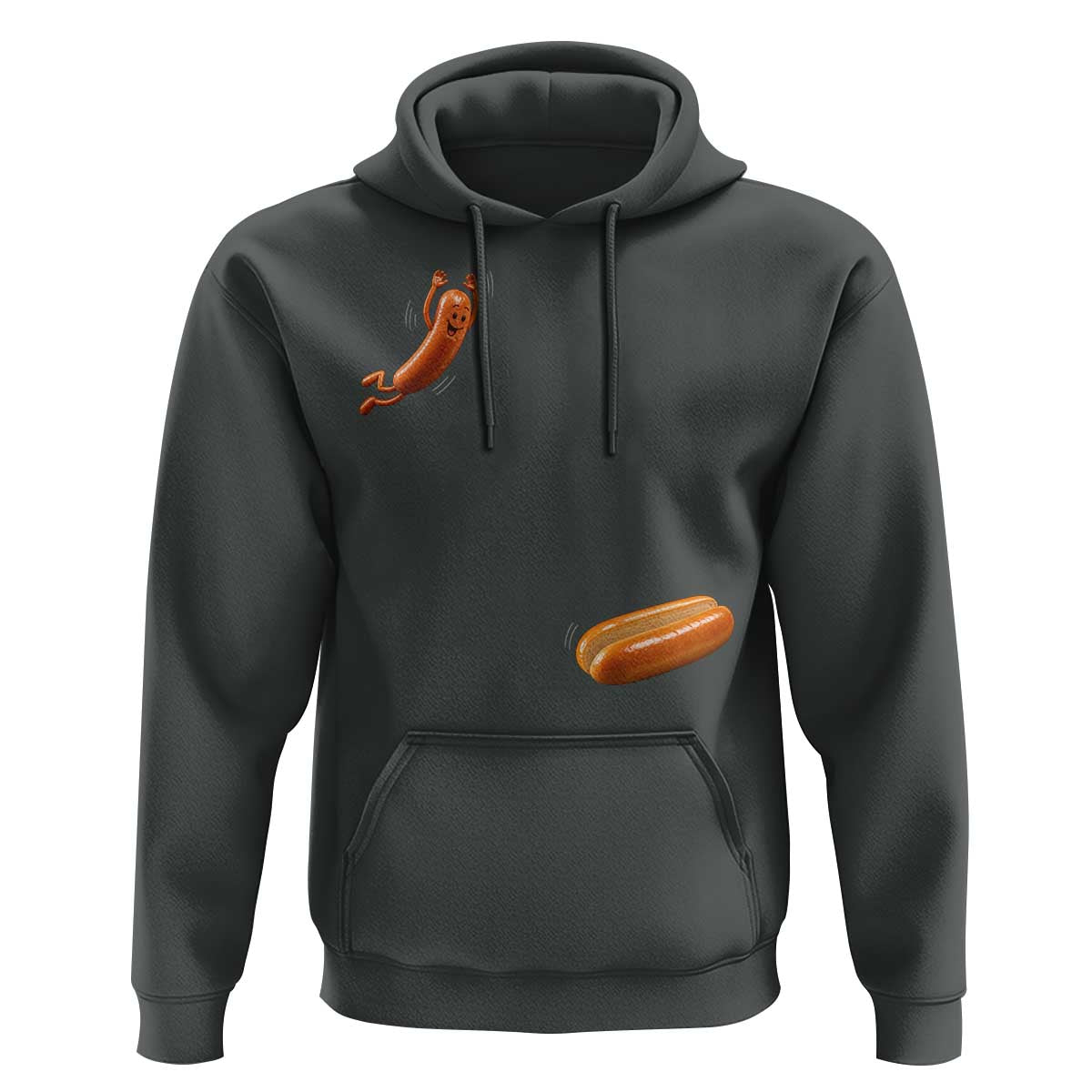 Funny Hot Dog Hoodie Hotdog Jumping Into Bun Sausage BBQ Grilling High Dive