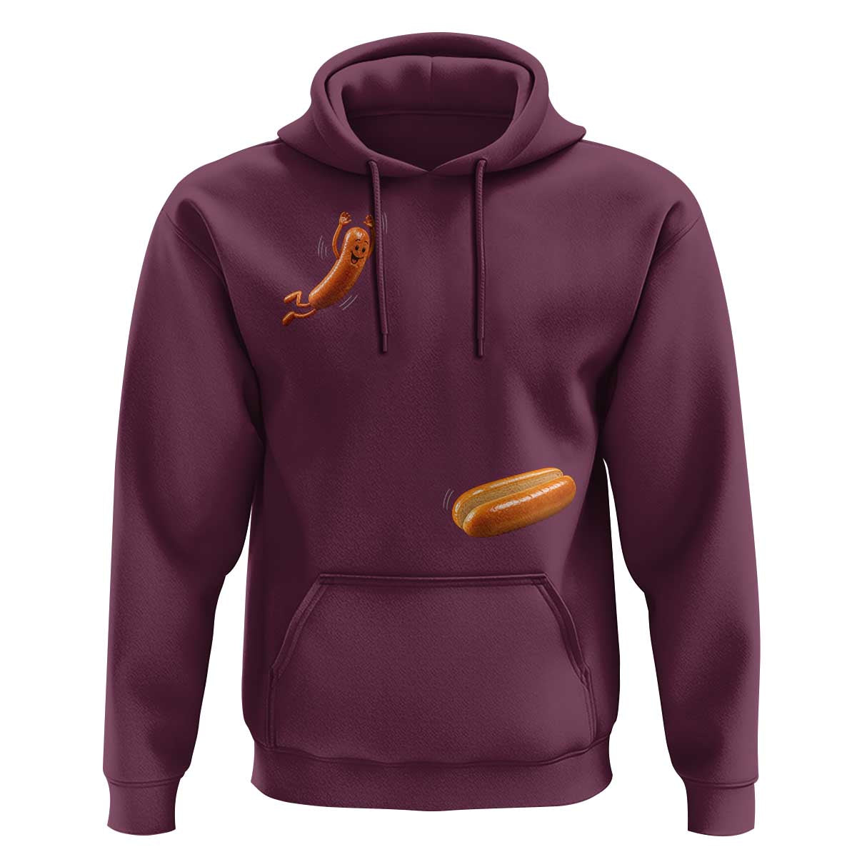 Funny Hot Dog Hoodie Hotdog Jumping Into Bun Sausage BBQ Grilling High Dive
