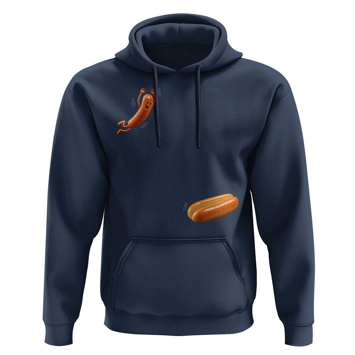 Funny Hot Dog Hoodie Hotdog Jumping Into Bun Sausage BBQ Grilling High Dive