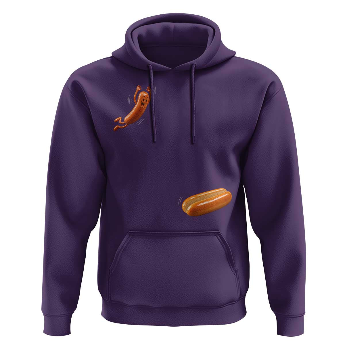 Funny Hot Dog Hoodie Hotdog Jumping Into Bun Sausage BBQ Grilling High Dive