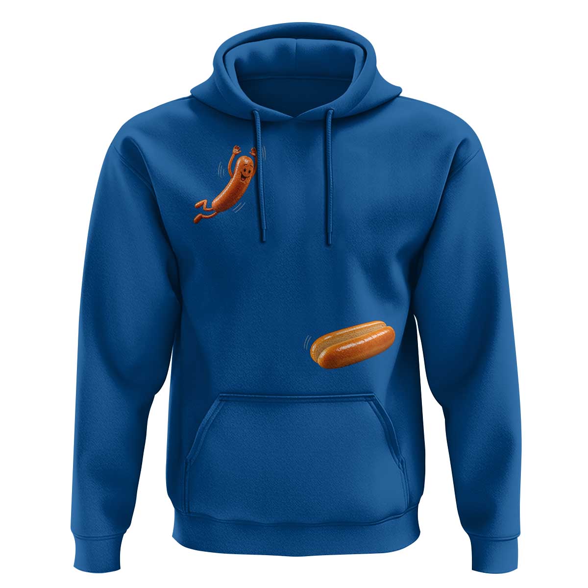 Funny Hot Dog Hoodie Hotdog Jumping Into Bun Sausage BBQ Grilling High Dive