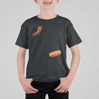Funny Hot Dog T Shirt For Kid Hotdog Jumping Into Bun Sausage BBQ Grilling High Dive