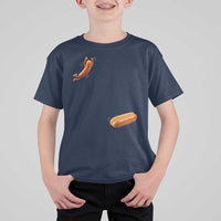 Funny Hot Dog T Shirt For Kid Hotdog Jumping Into Bun Sausage BBQ Grilling High Dive