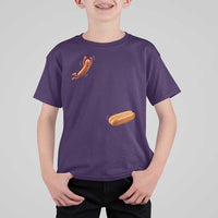 Funny Hot Dog T Shirt For Kid Hotdog Jumping Into Bun Sausage BBQ Grilling High Dive