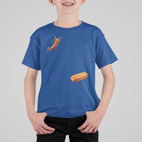 Funny Hot Dog T Shirt For Kid Hotdog Jumping Into Bun Sausage BBQ Grilling High Dive