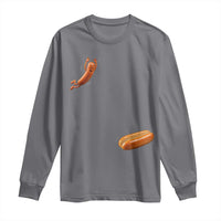 Funny Hot Dog Long Sleeve Shirt Hotdog Jumping Into Bun Sausage BBQ Grilling High Dive