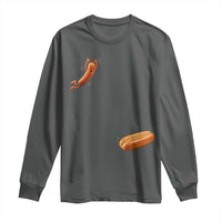 Funny Hot Dog Long Sleeve Shirt Hotdog Jumping Into Bun Sausage BBQ Grilling High Dive