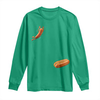 Funny Hot Dog Long Sleeve Shirt Hotdog Jumping Into Bun Sausage BBQ Grilling High Dive