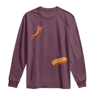 Funny Hot Dog Long Sleeve Shirt Hotdog Jumping Into Bun Sausage BBQ Grilling High Dive