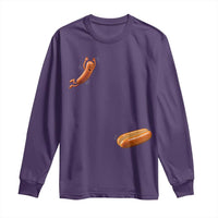 Funny Hot Dog Long Sleeve Shirt Hotdog Jumping Into Bun Sausage BBQ Grilling High Dive
