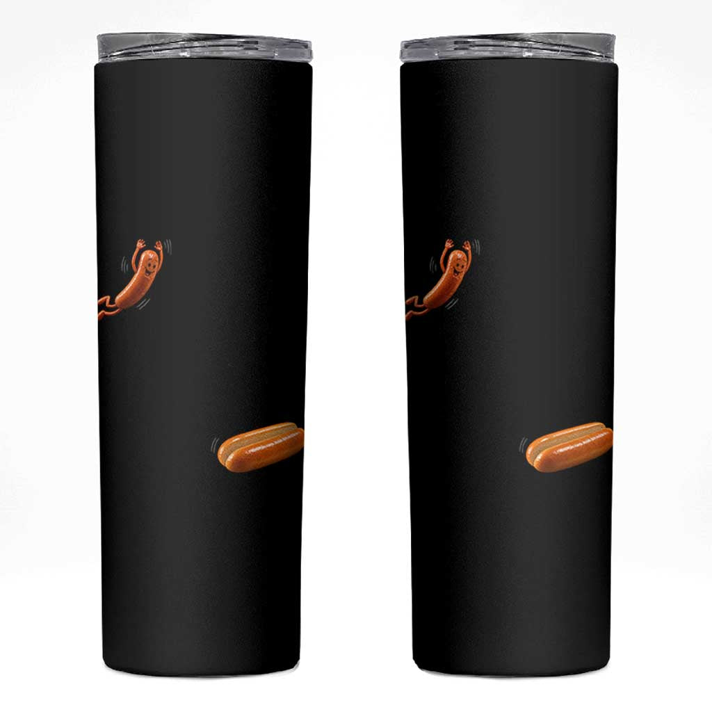 Funny Hot Dog Skinny Tumbler Hotdog Jumping Into Bun Sausage BBQ Grilling High Dive