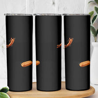 Funny Hot Dog Skinny Tumbler Hotdog Jumping Into Bun Sausage BBQ Grilling High Dive