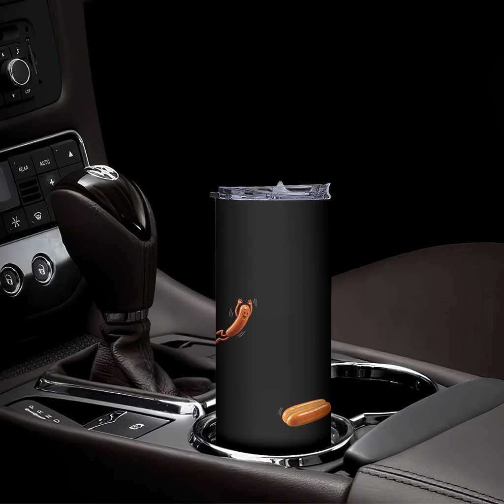 Funny Hot Dog Skinny Tumbler Hotdog Jumping Into Bun Sausage BBQ Grilling High Dive