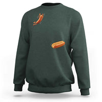 Funny Hot Dog Sweatshirt Hotdog Jumping Into Bun Sausage BBQ Grilling High Dive