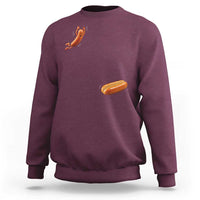 Funny Hot Dog Sweatshirt Hotdog Jumping Into Bun Sausage BBQ Grilling High Dive