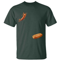 Funny Hot Dog T Shirt Hotdog Jumping Into Bun Sausage BBQ Grilling High Dive