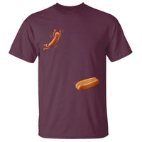 Funny Hot Dog T Shirt Hotdog Jumping Into Bun Sausage BBQ Grilling High Dive