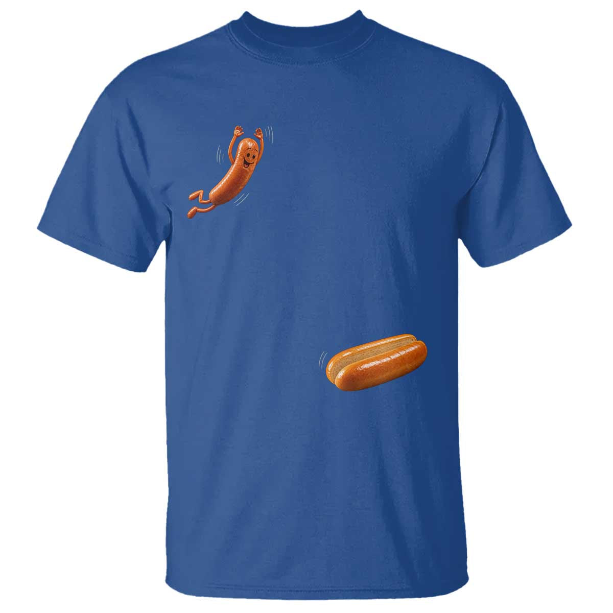 Funny Hot Dog T Shirt Hotdog Jumping Into Bun Sausage BBQ Grilling High Dive