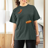 Funny Hot Dog T Shirt For Women Hotdog Jumping Into Bun Sausage BBQ Grilling High Dive