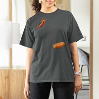 Funny Hot Dog T Shirt For Women Hotdog Jumping Into Bun Sausage BBQ Grilling High Dive