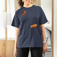 Funny Hot Dog T Shirt For Women Hotdog Jumping Into Bun Sausage BBQ Grilling High Dive