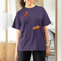 Funny Hot Dog T Shirt For Women Hotdog Jumping Into Bun Sausage BBQ Grilling High Dive