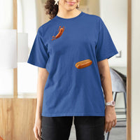 Funny Hot Dog T Shirt For Women Hotdog Jumping Into Bun Sausage BBQ Grilling High Dive