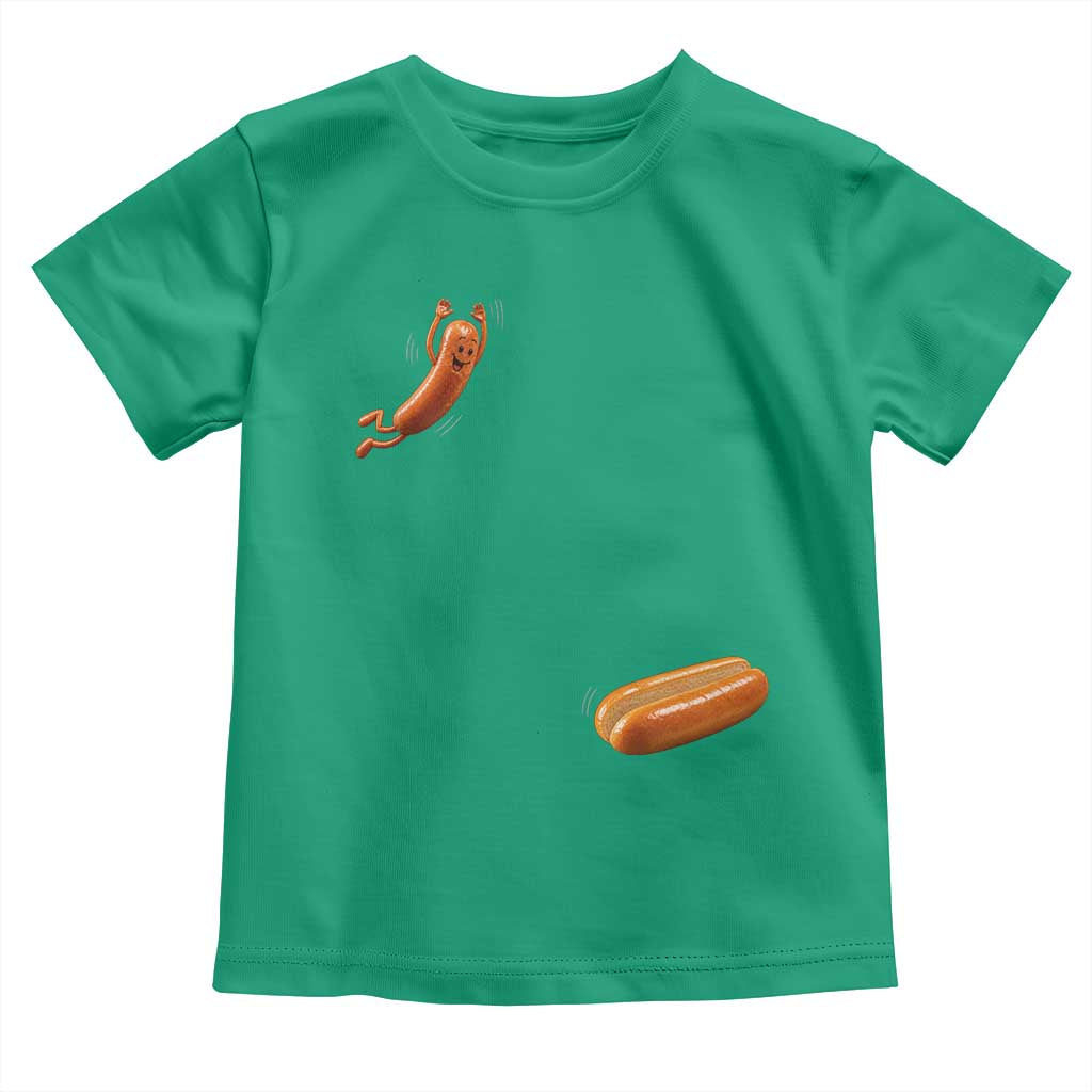 Funny Hot Dog Toddler T Shirt Hotdog Jumping Into Bun Sausage BBQ Grilling High Dive