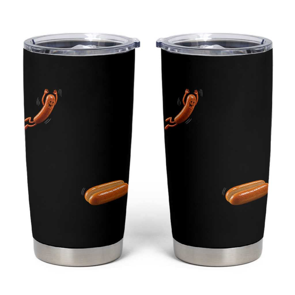 Funny Hot Dog Tumbler Cup Hotdog Jumping Into Bun Sausage BBQ Grilling High Dive