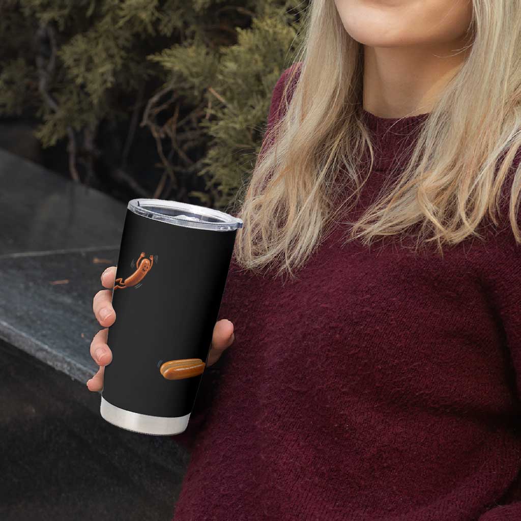 Funny Hot Dog Tumbler Cup Hotdog Jumping Into Bun Sausage BBQ Grilling High Dive