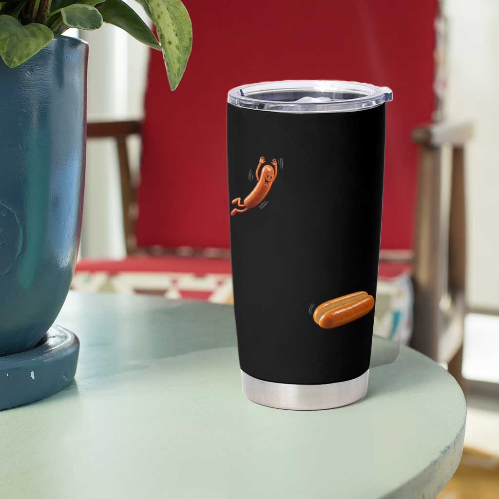 Funny Hot Dog Tumbler Cup Hotdog Jumping Into Bun Sausage BBQ Grilling High Dive